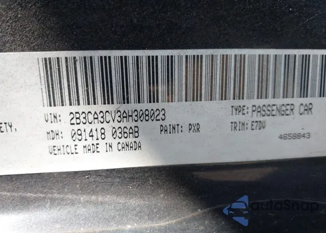 2010 Dodge Charger Sxt from USA, damaged, VIN 2B3CA3CV3AH308023